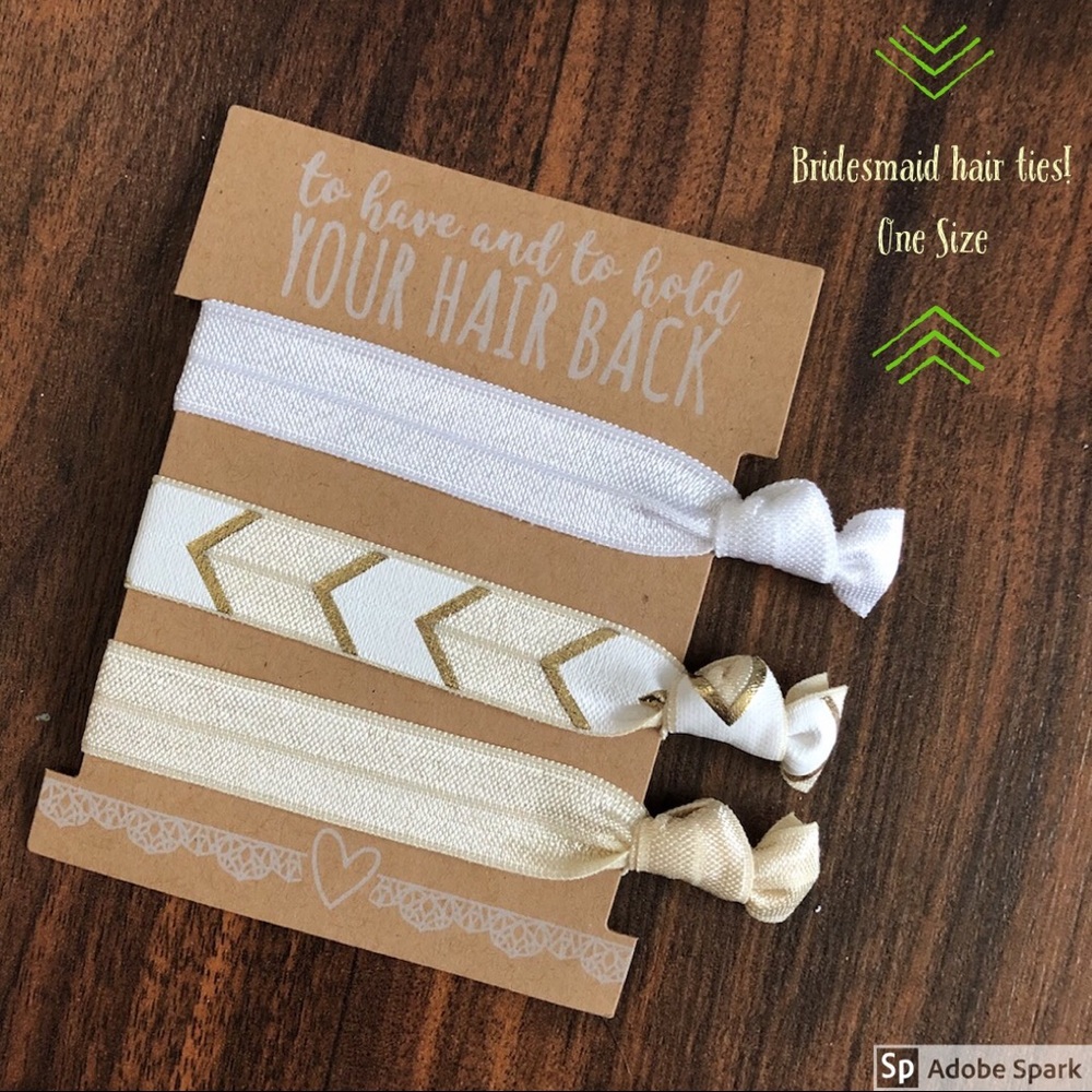 Bridesmaids Hair Ties! One size, 12 packs of 3.